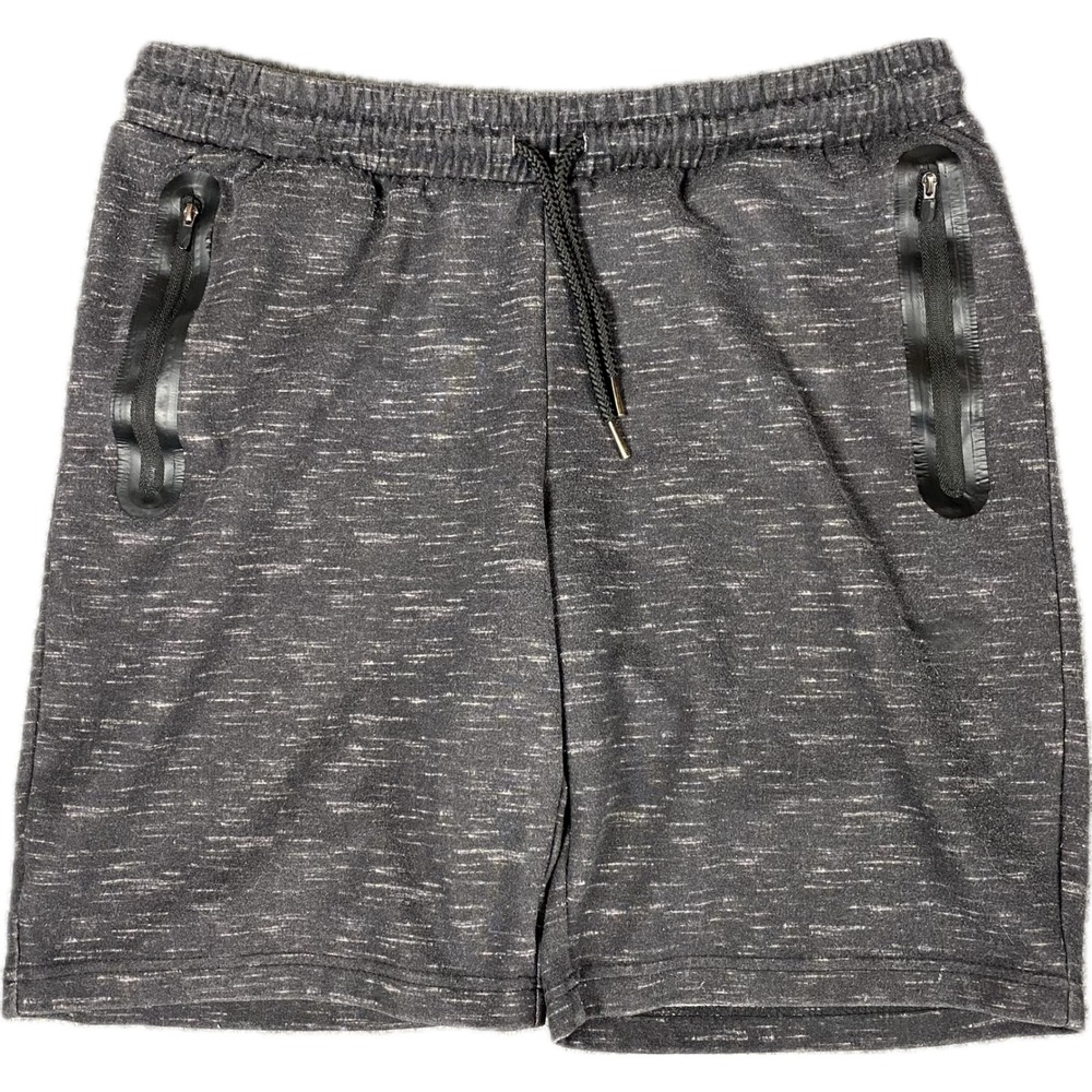 Pony‎ Mens Shorts Medium Charcoal Grey Space Dye y2k Athletic Zipper Pockets